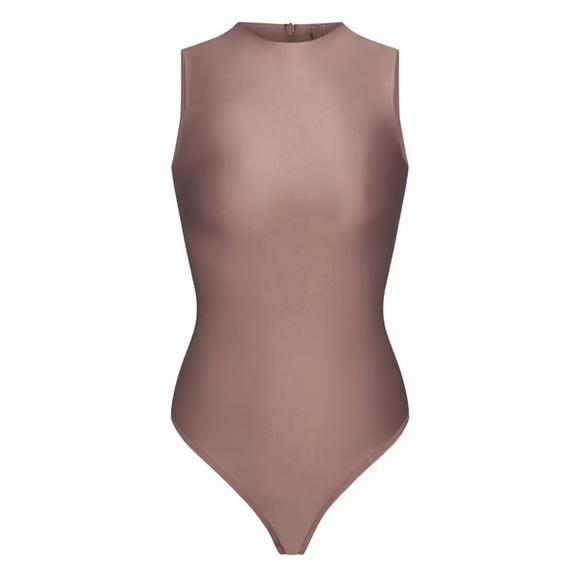 Skims Disco Sleeveless Mock Neck Bodysuit - Umber - S - Picture 1 of 3